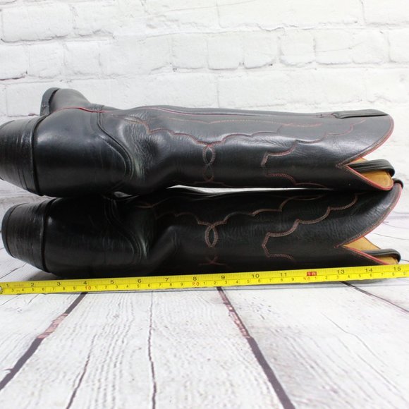 TONY LAMA Black Leather Western Cowboy Boots Style - Picture 8 of 9